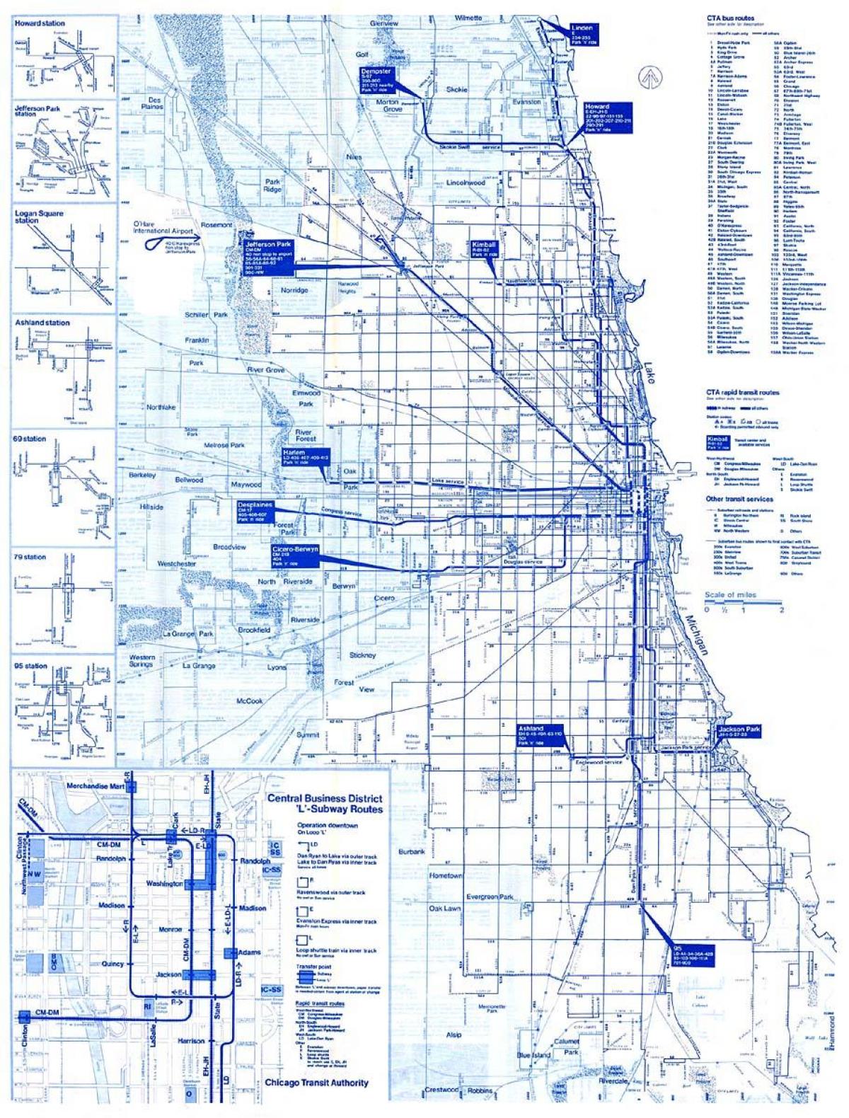 Chicago bus systém mapě