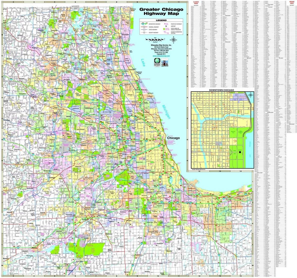 mapa Chicaga dálnic