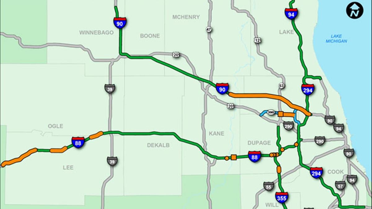 Chicago tollway mapě
