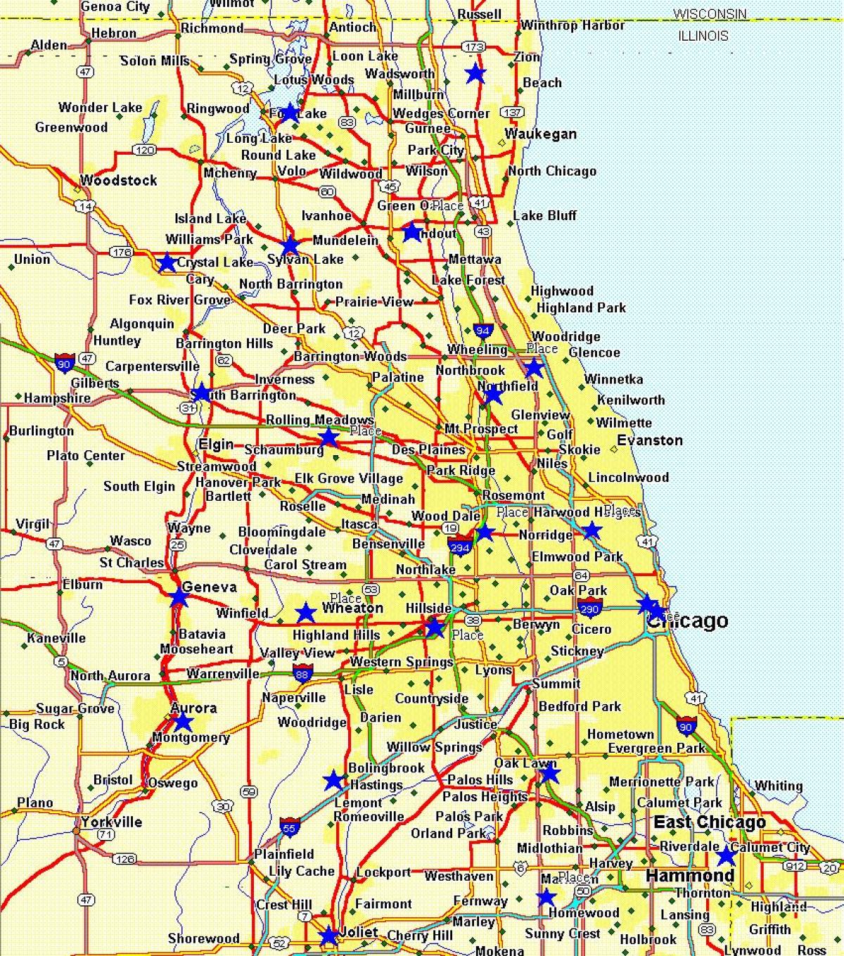 mapa města Chicago