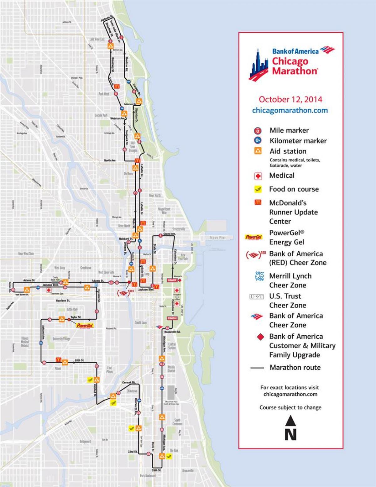 Chicago maraton mapě