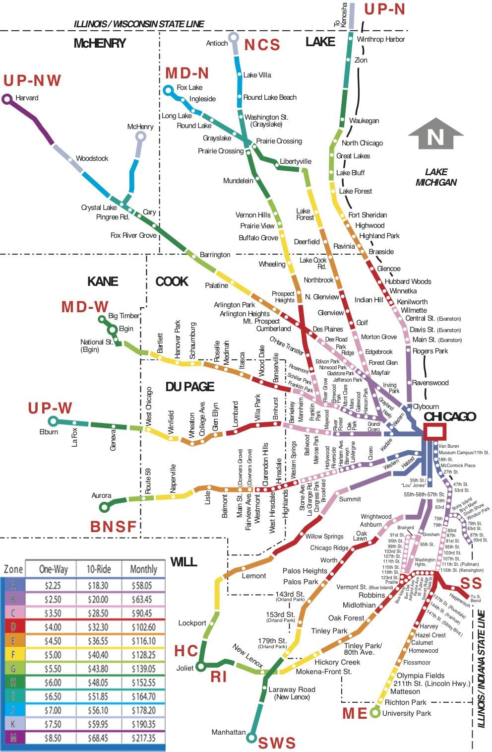 Chicago oblast vlak mapě