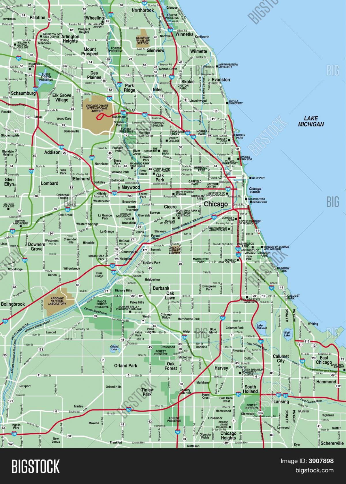 mapa Chicaga
