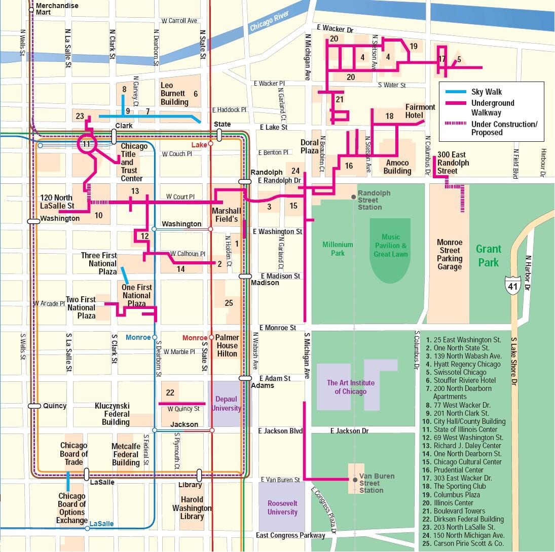 mapa Chicaga pedway