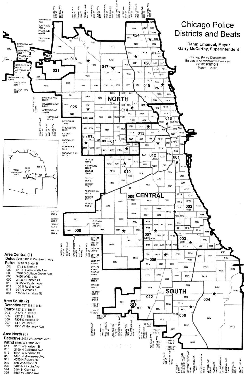 policie okresů mapa Chicago