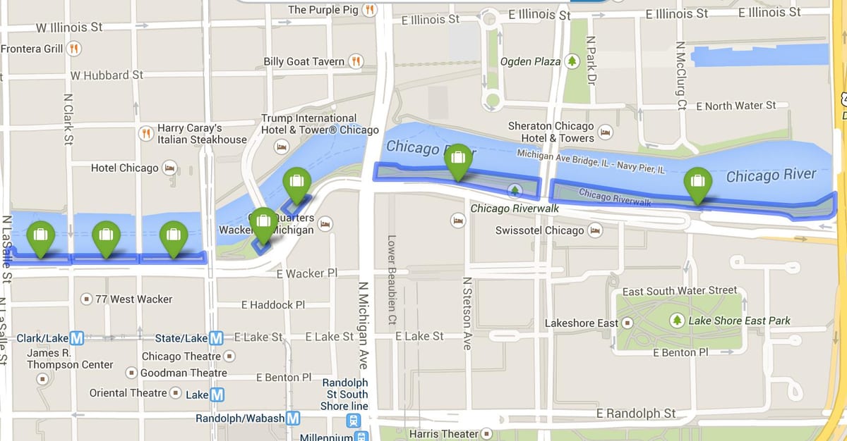 mapa Chicago riverwalk