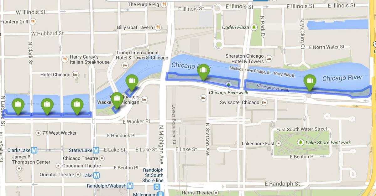 mapa Chicago riverwalk
