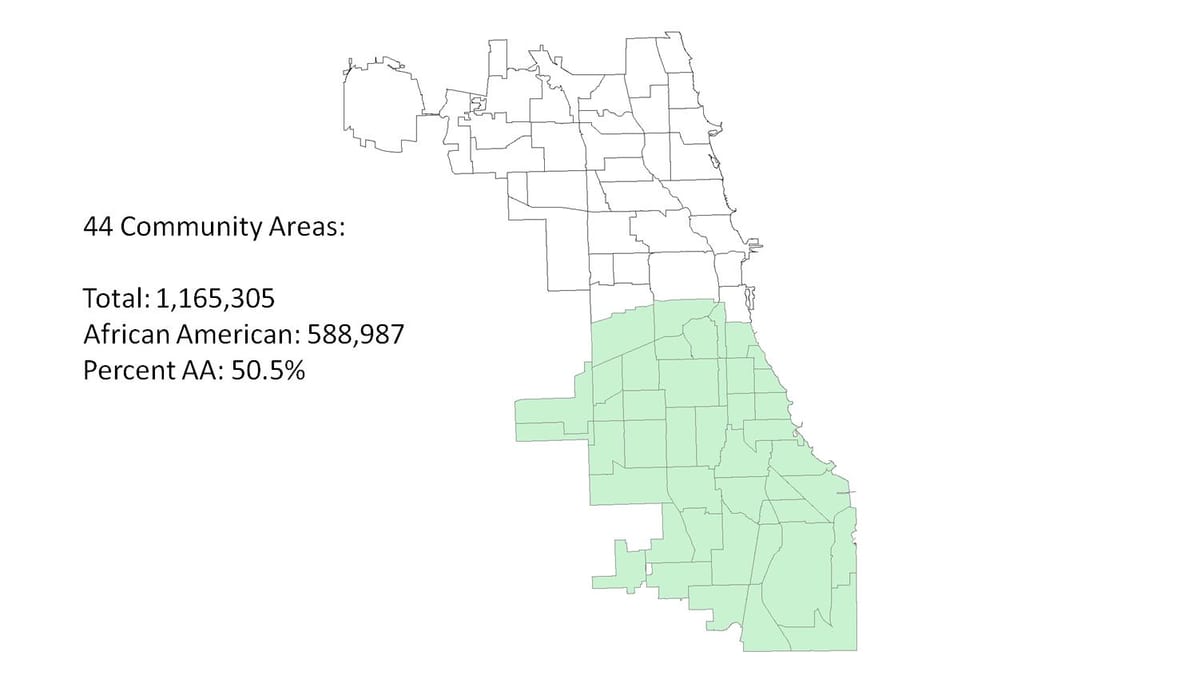 south side Chicago mapě