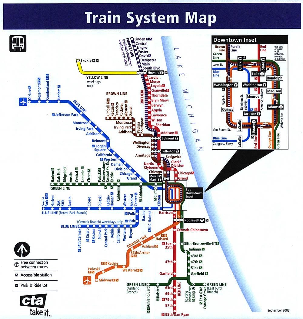 vlak mapa Chicago