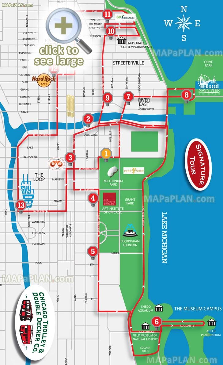 Chicago památky mapě