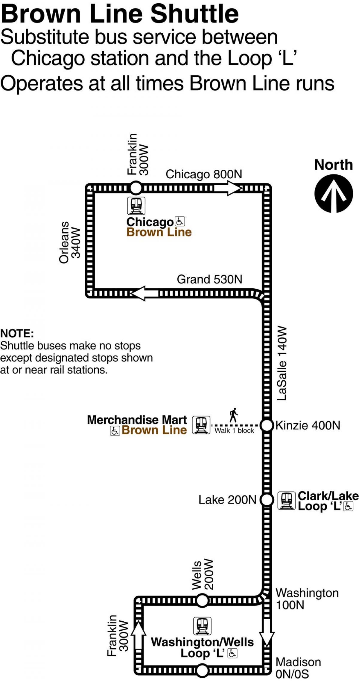 Chicago hnědá linka mapě