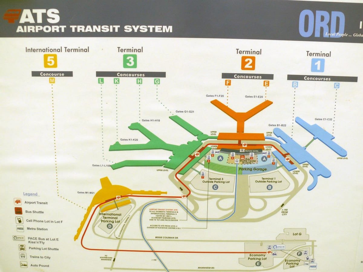 mapa Chicago letiště