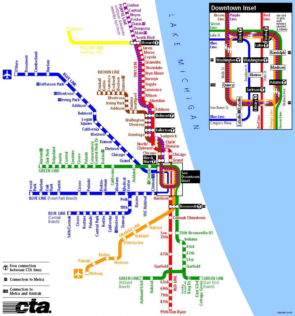 metro v Chicagu mapě