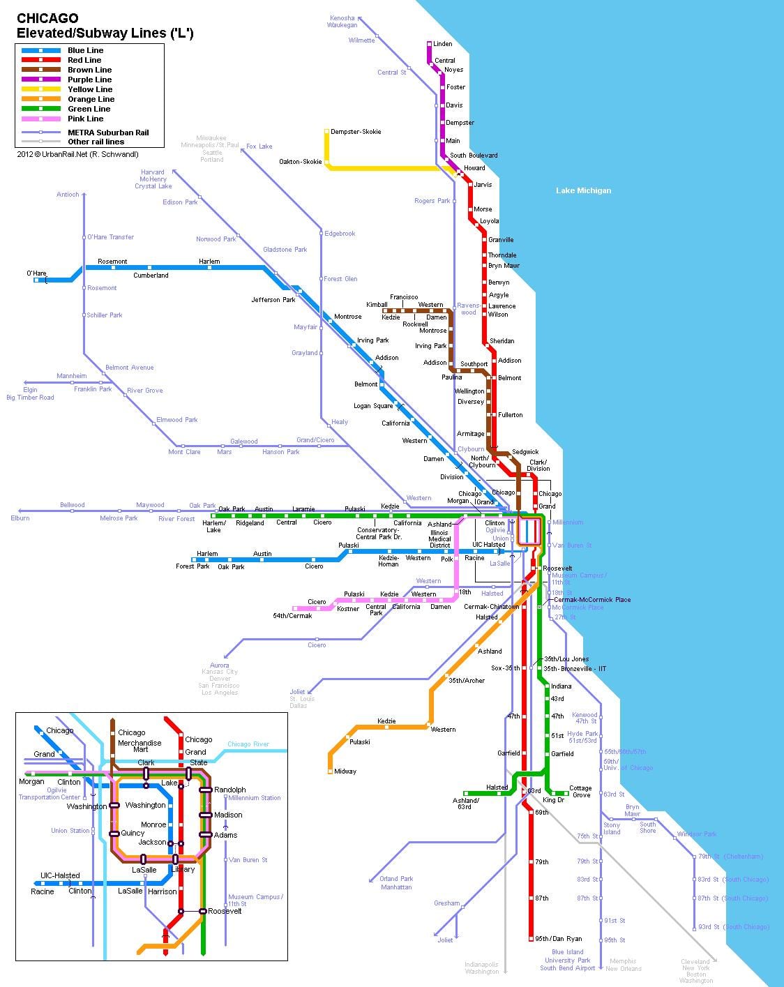Chicago metra mapě