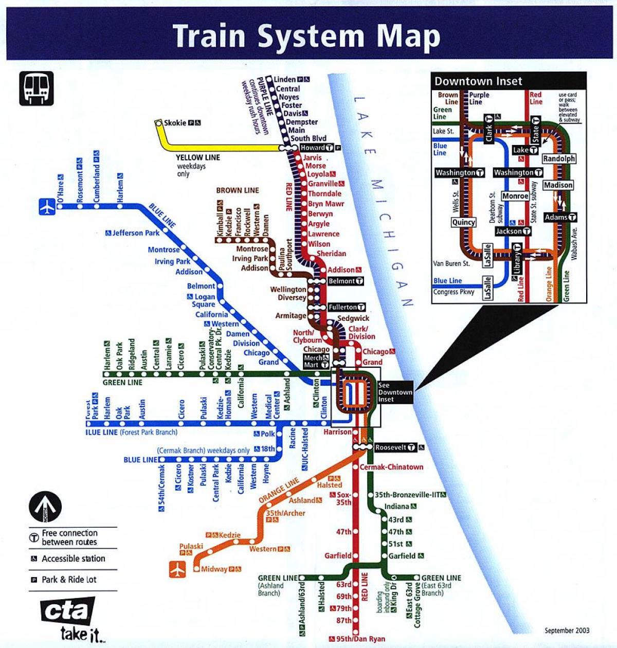 Chicago metro linky mapě