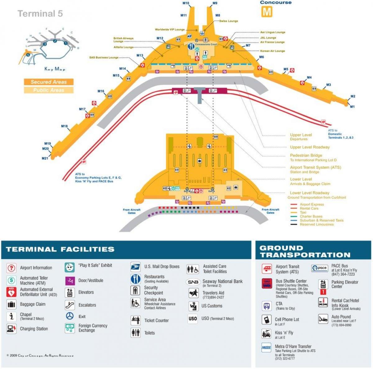 mapa O Hare terminálu 5