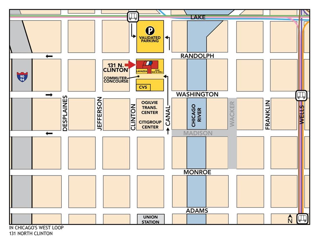 ogilvie nádraží Chicago mapě