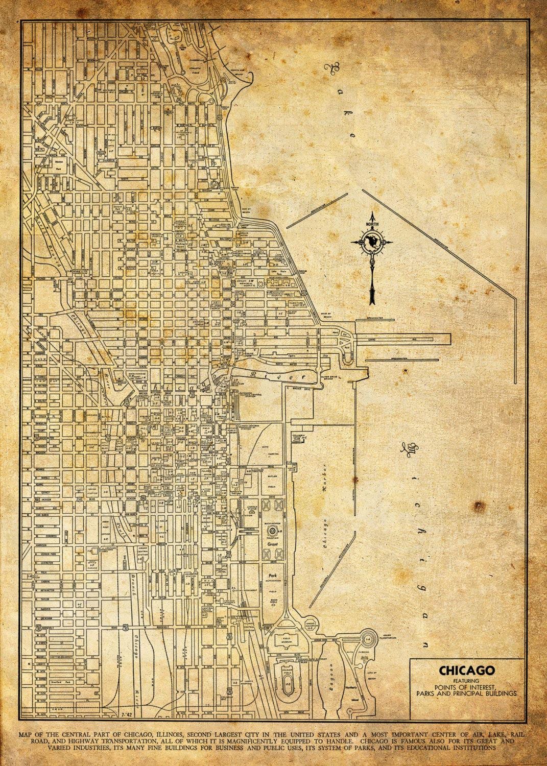 vintage mapa Chicago