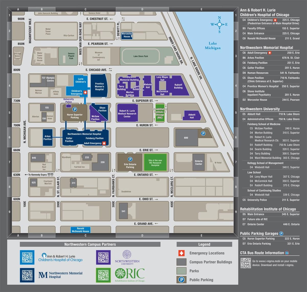 severozápadní Chicago campus mapa