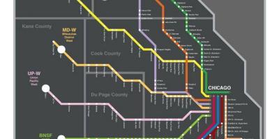 Metra vlak mapa Chicago