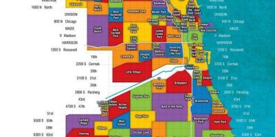 Chicago a předměstí mapa