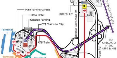 Chicago O ' Hare parkování mapě