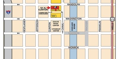 Ogilvie nádraží Chicago mapě