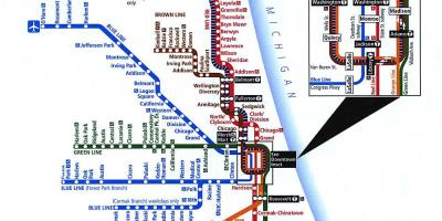 Chicago železniční systém mapě